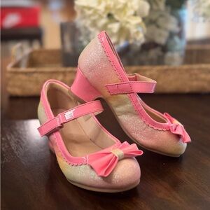 Blush Pink Dress Shoes with Bow and Ankle Strap